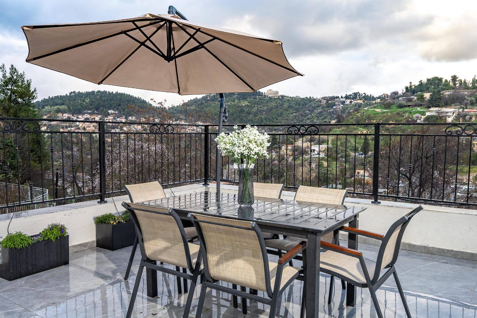 Terrace dining overlooking Tzfat